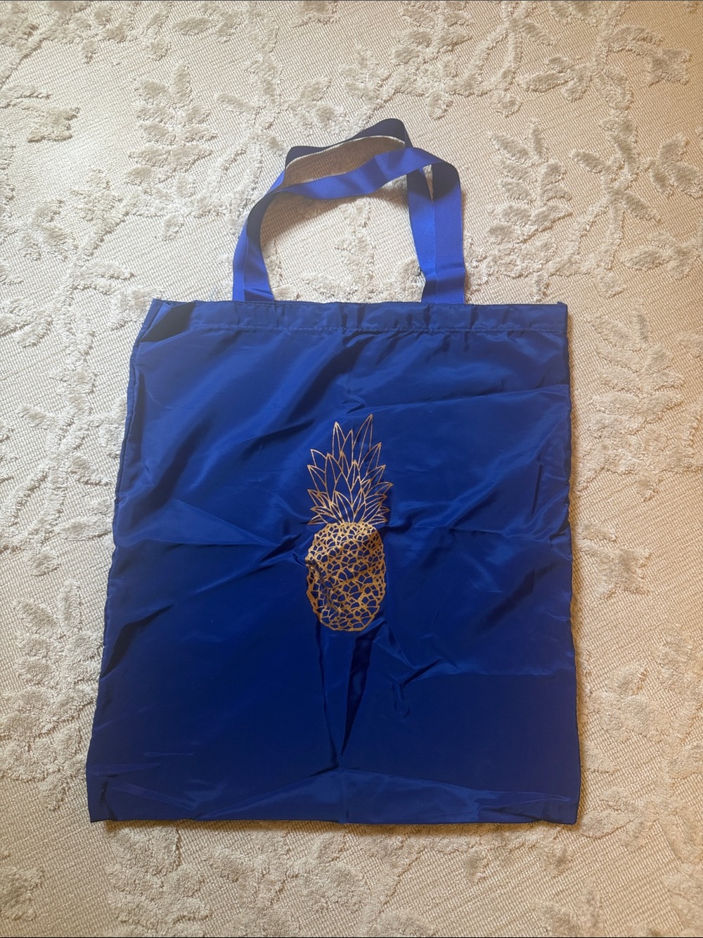 Aquazzura Cobalt Blue Tote with Gold Pineapple